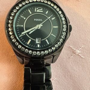 Fossil Crystal Bezel Watch – Classic Black Dial